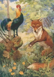 Chanticleer und Dan Russell, aus den Canterbury Tales von Geoffrey Chaucer